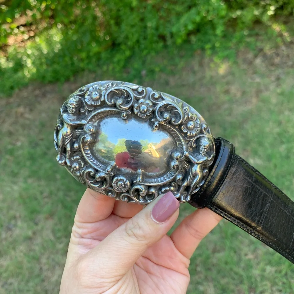 Vintage BrightonLeather Belt & Cherub Buckle
